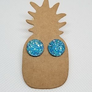FAUX DRUZY POST EARRING